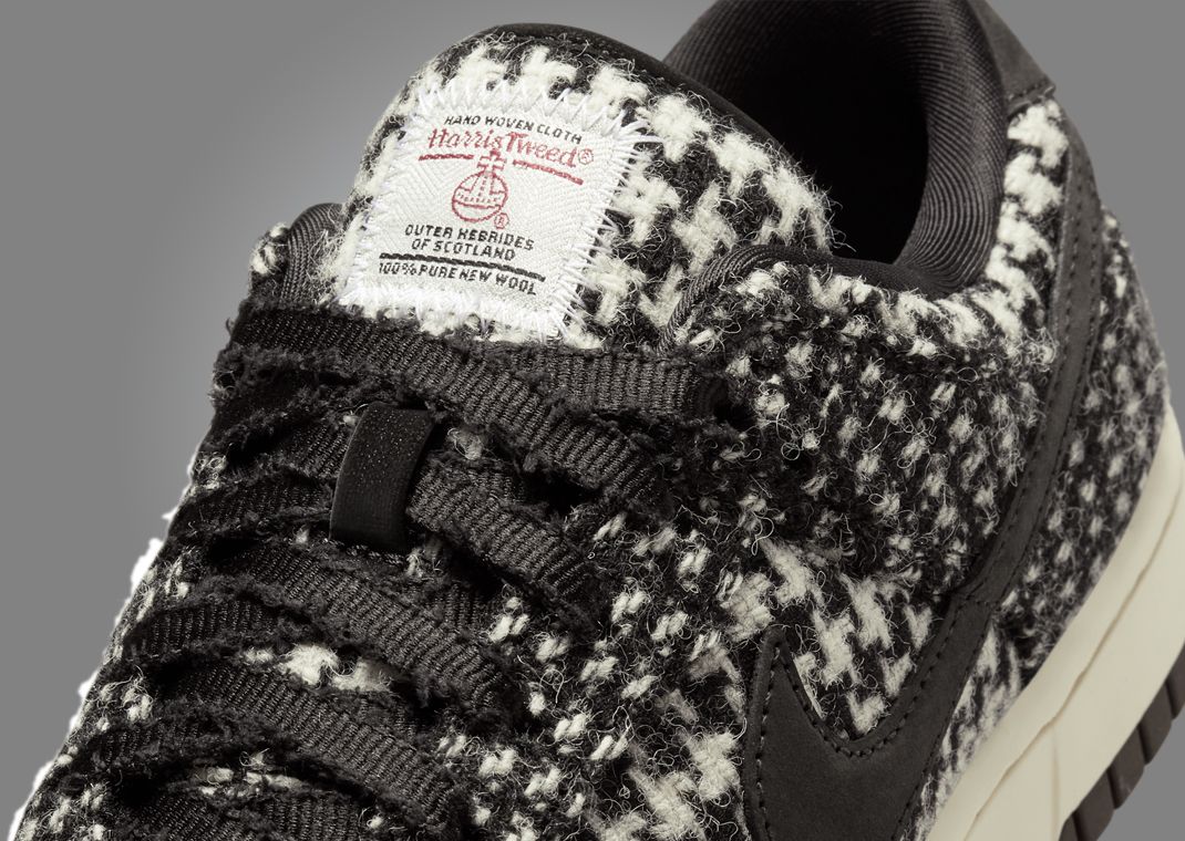 Harris Tweed x Nike Dunk Low Black White (W) Tongue Tag