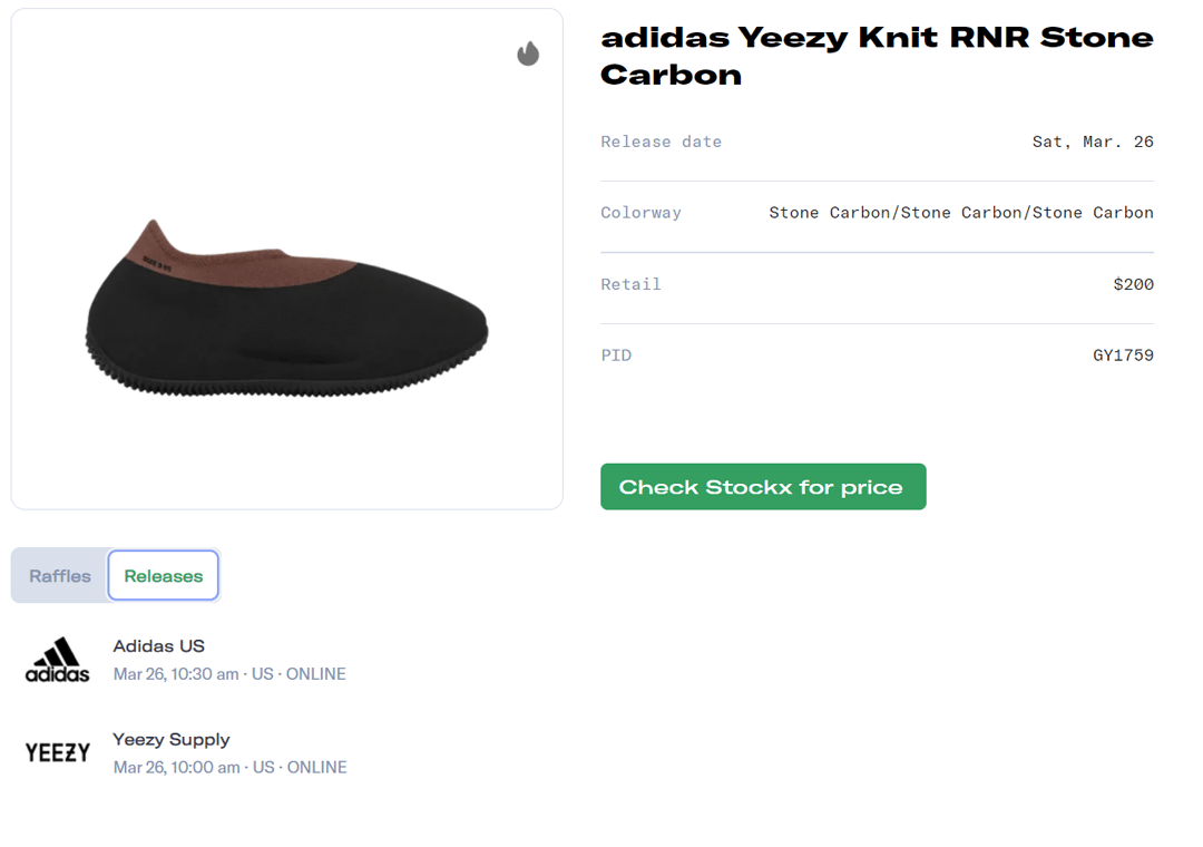 adidas Yeezy Knit RNR Stone Carbon Release Guide