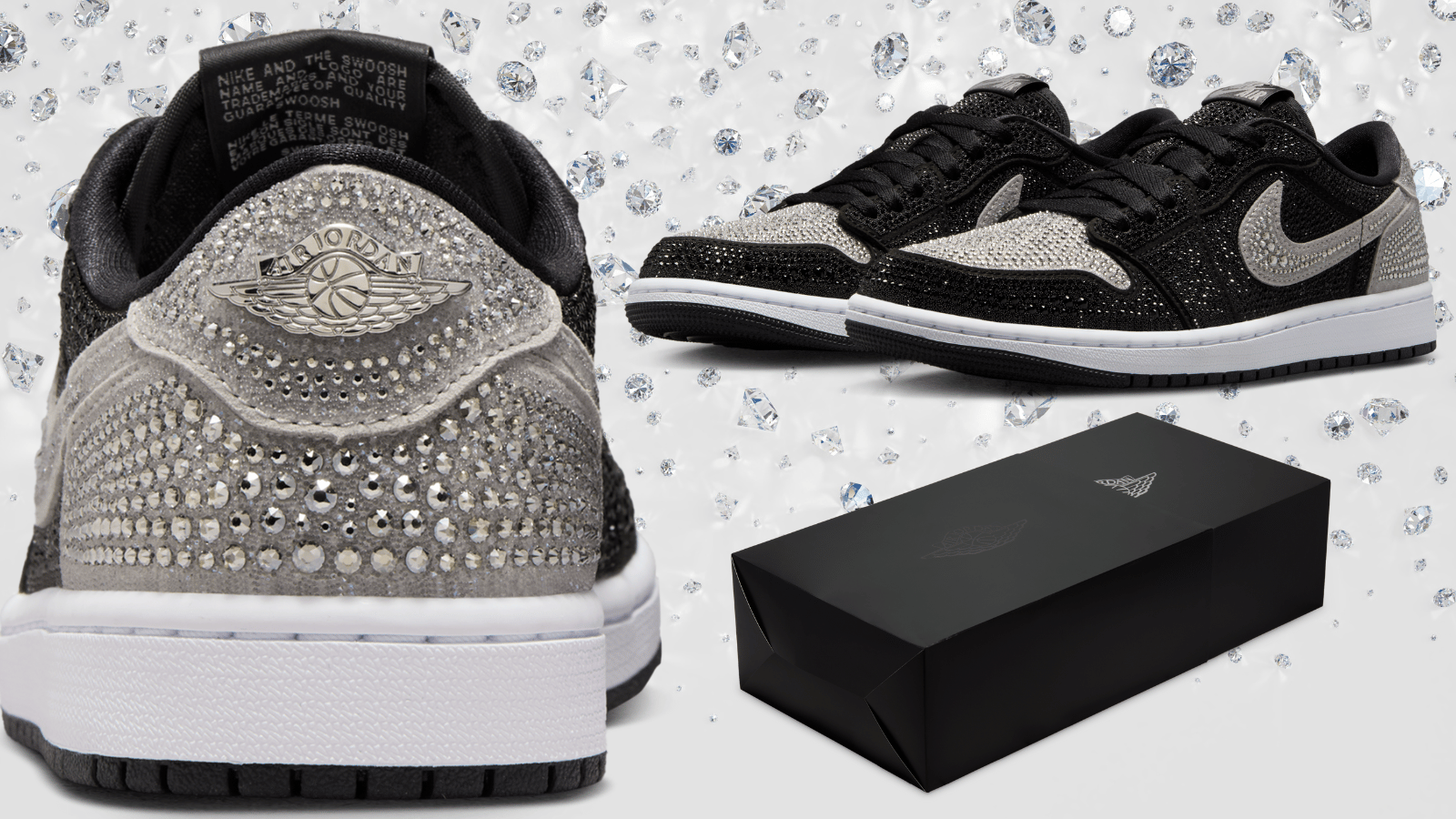 Swarovski Crystals Cover The Air Jordan 1 Retro Low Shadow
