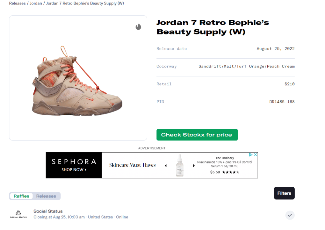 Bephies Beauty Supply x Air Jordan 7 Retro Sanddrift (W)