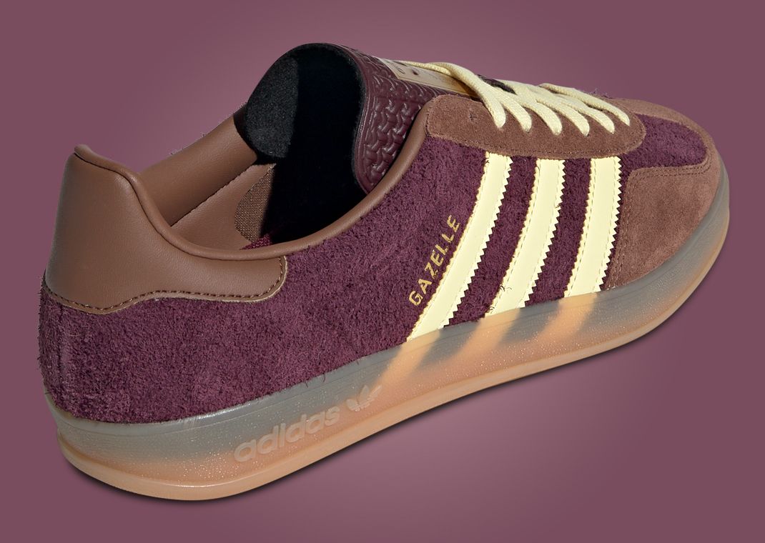 adidas Gazelle Indoor Maroon Almost Yellow Heel Angle