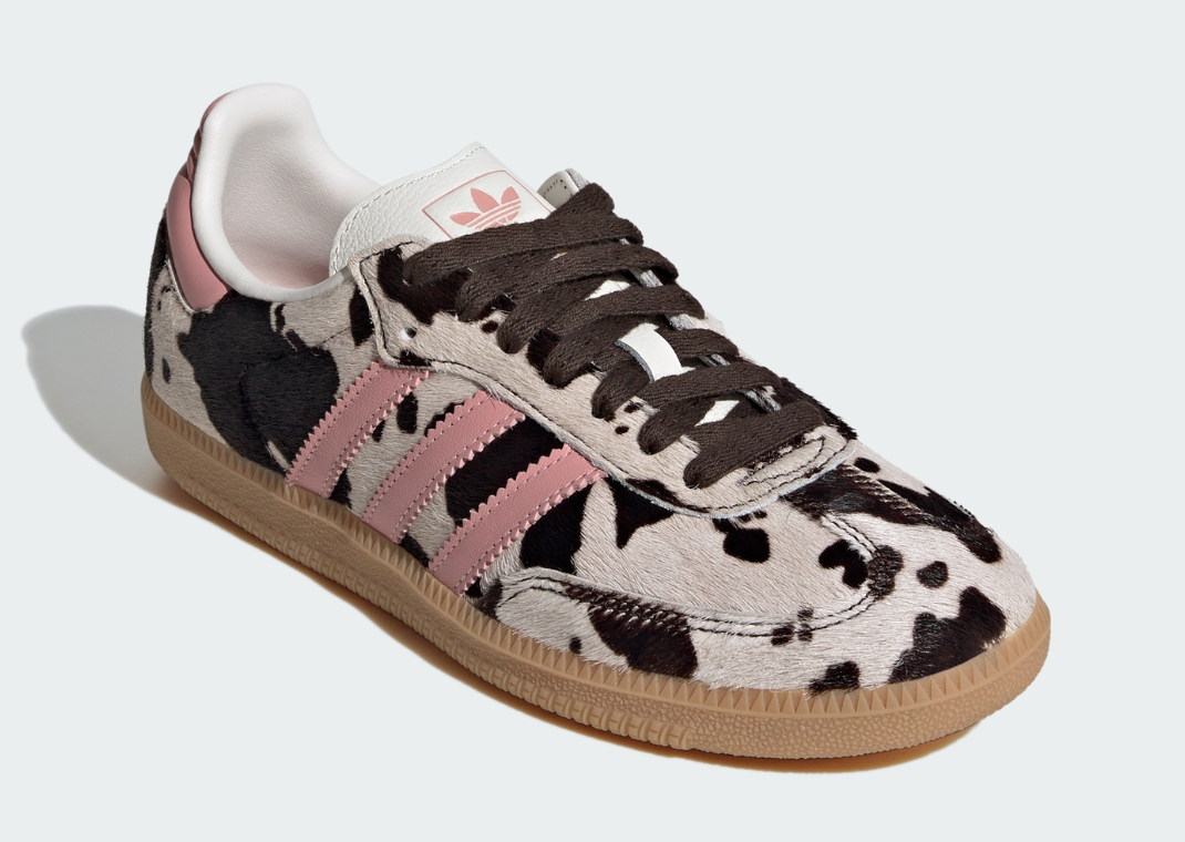 adidas Samba Cow Print White Pink - Angle