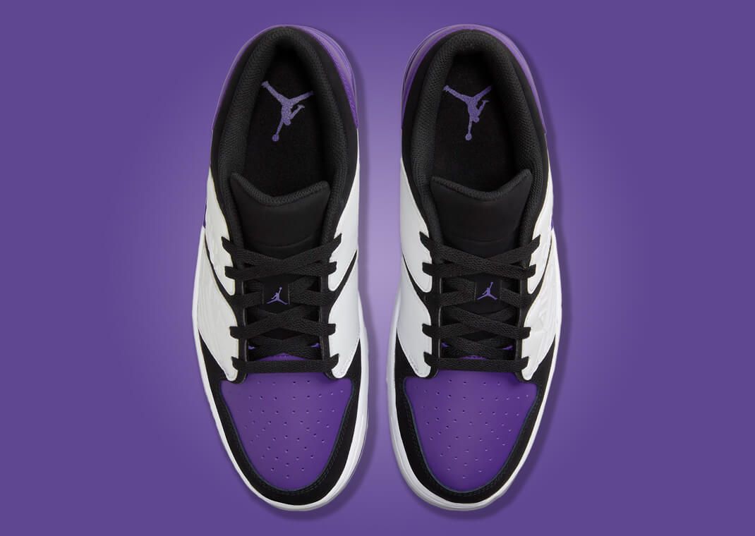 black jordans with purple tongue