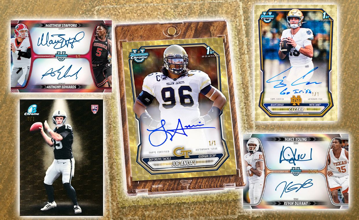 Kevin Durant, Anthony Edwards, and Roman Reigns get Crossover Autograph Cards in 2026 Bowman Football