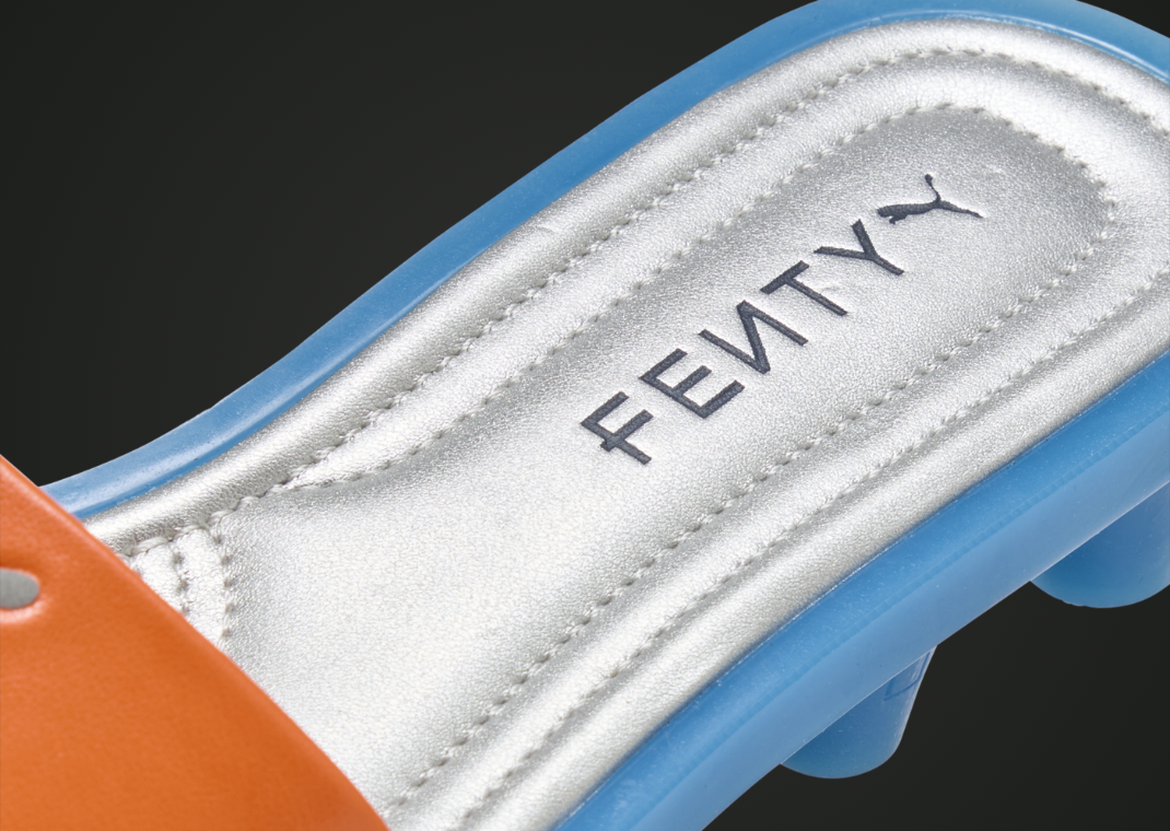 Fenty x Puma Cleat Slide Metallic Silver Orange (W) - Footbed Detail