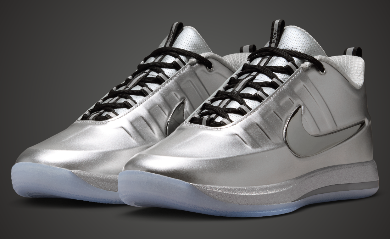 Nike Book 2 in silver colorway inspired by Detroit's Joe Louis statue, Devin Booker signature silhouette