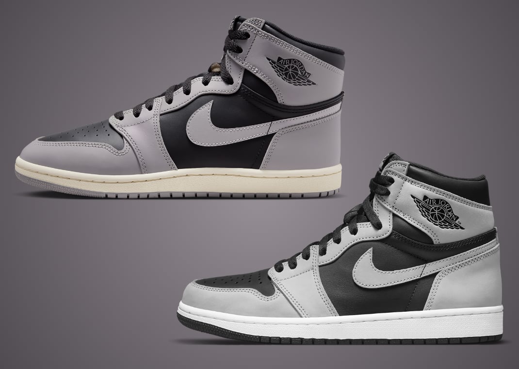 Air Jordan 1 High 85 Shadow 2.0 (top) vs Air Jordan 1 Retro High OG Shadow 2.0 (bottom)