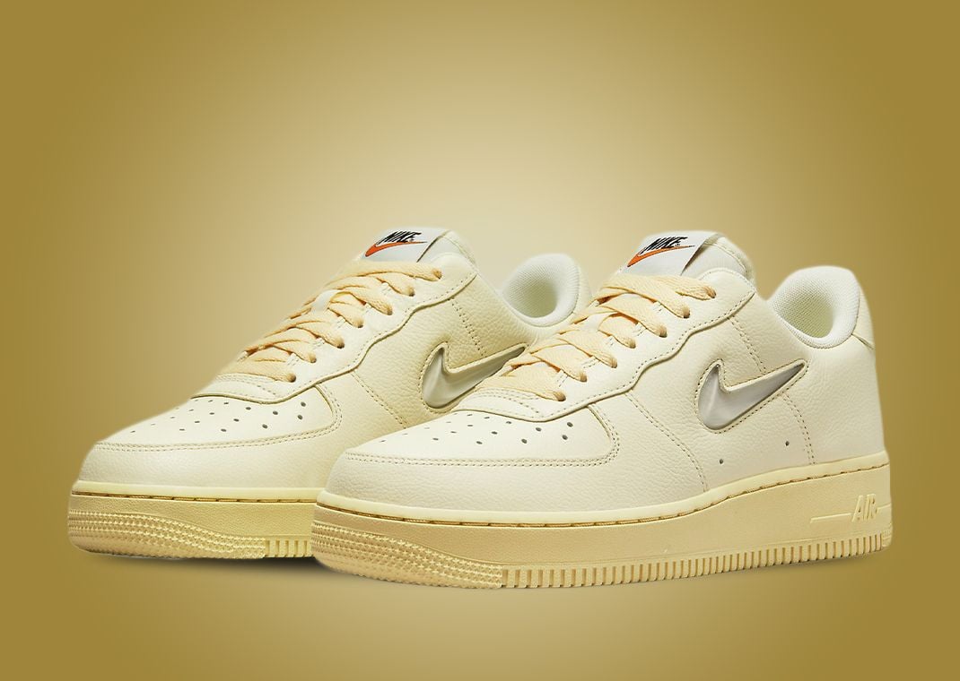 Coconut Milk And A Jeweled Swoosh Cover This Nike Air Force 1 Low