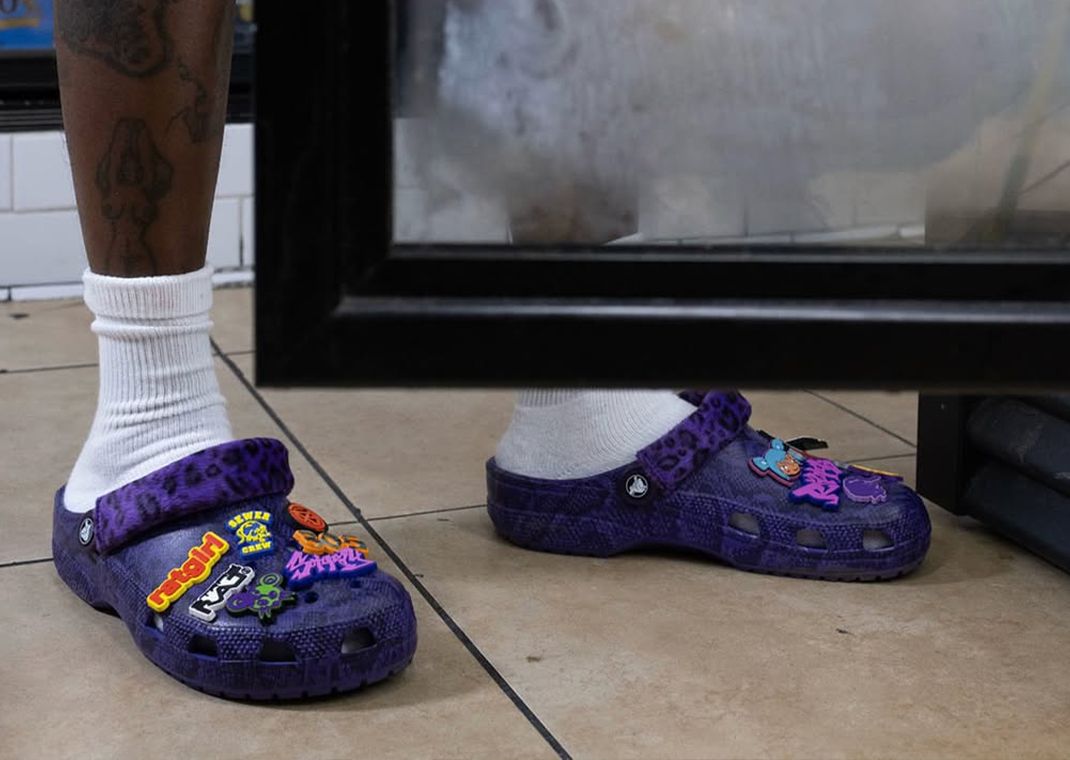 Stray Rats x Crocs Classic Clog Ultraviolet On Foot