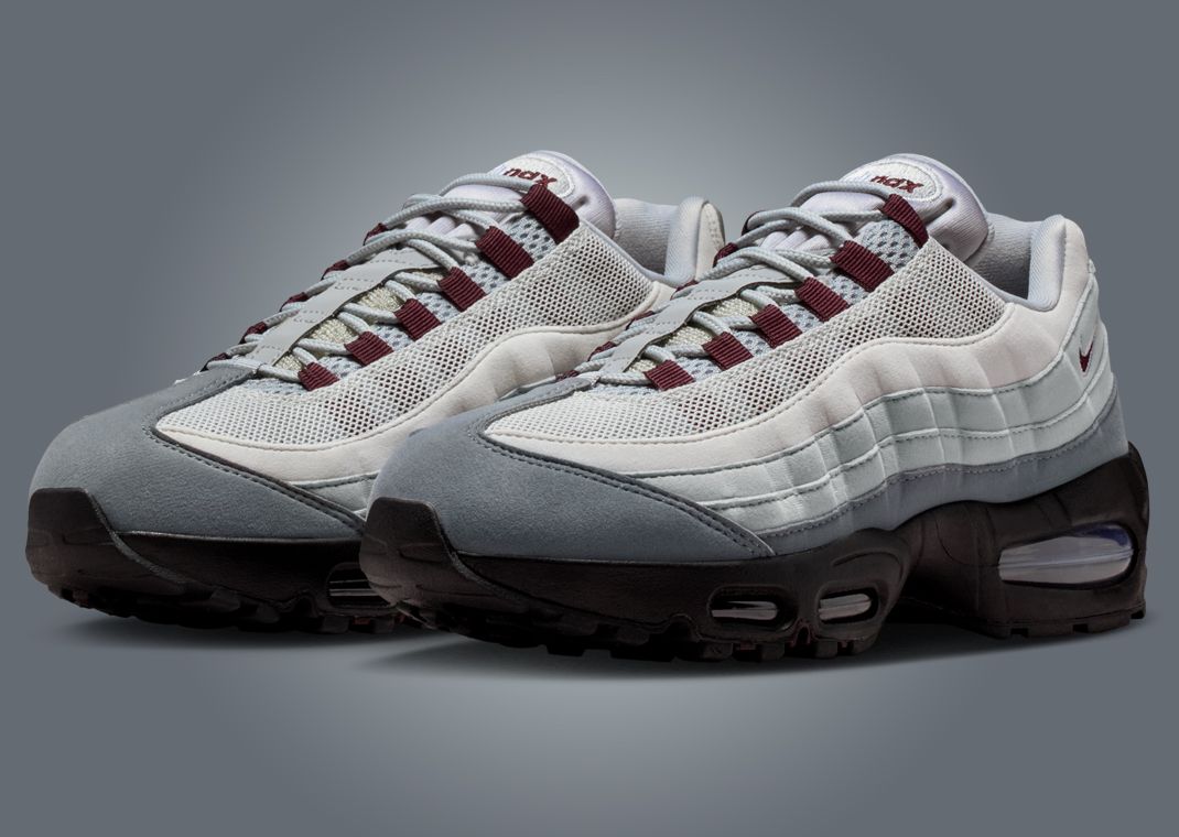 Nike Air Max 95 in Grey with Burgundy Accents Nike Air Max 95 Smoke Grey Burgundy Crush IM6016-084 main image 4