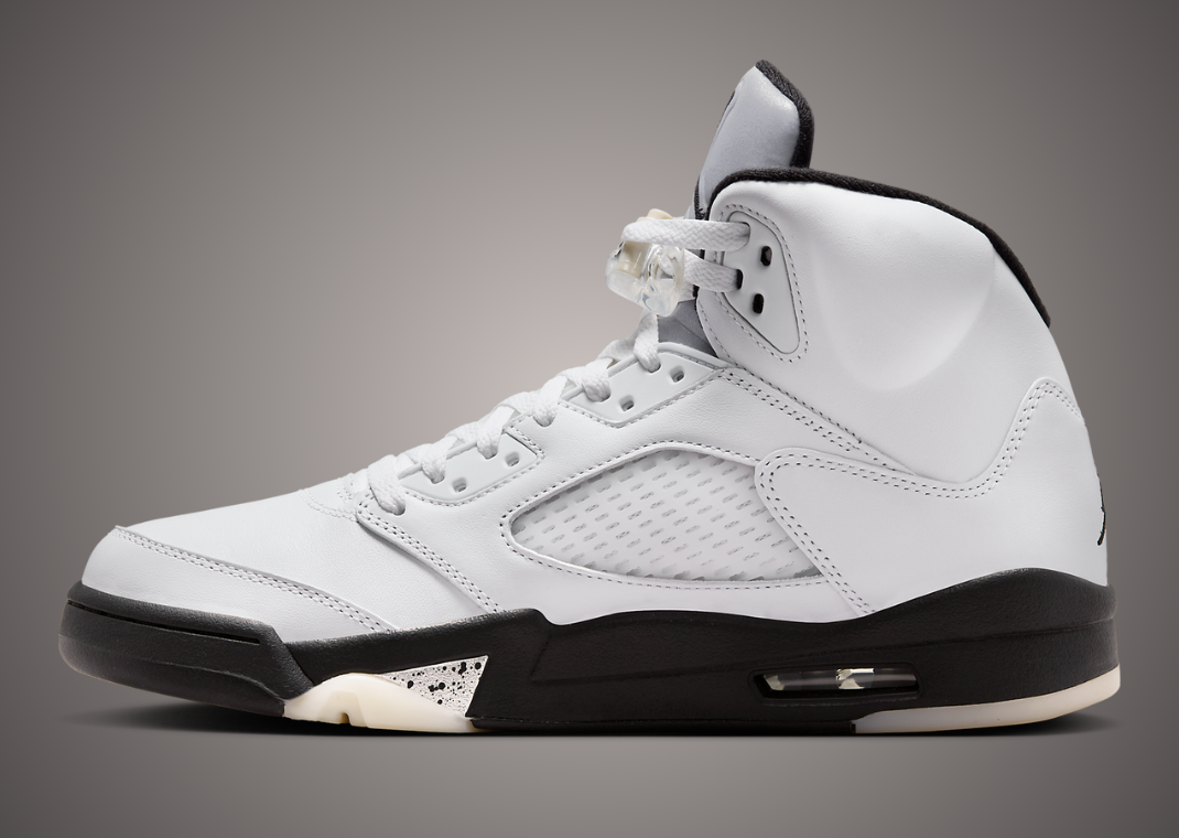 Air Jordan 5 Retro White Metallic Black Medial Right