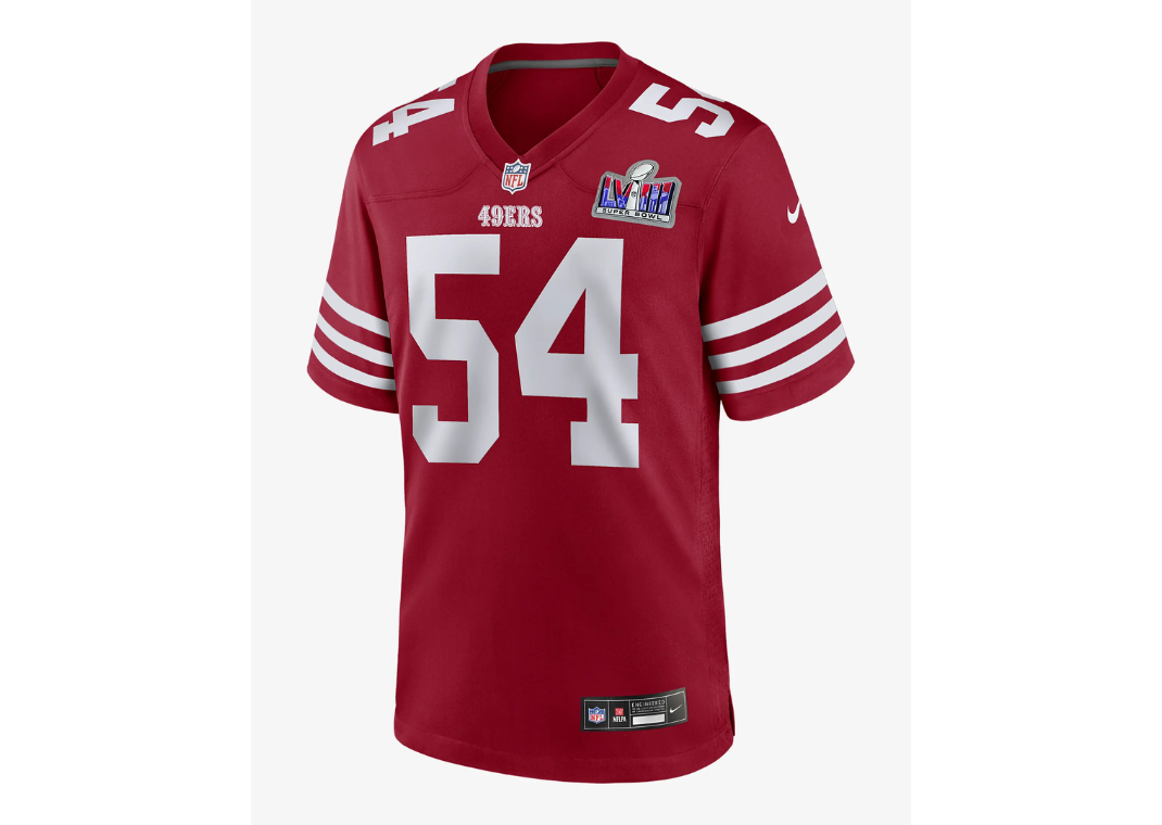 Fred Warner San Francisco 49ers Super Bowl LVIII Red Jersey Front