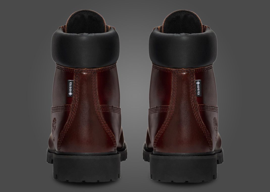 JJJJound x Timberland 6-Inch Boot GTX Oxblood Heel Detail