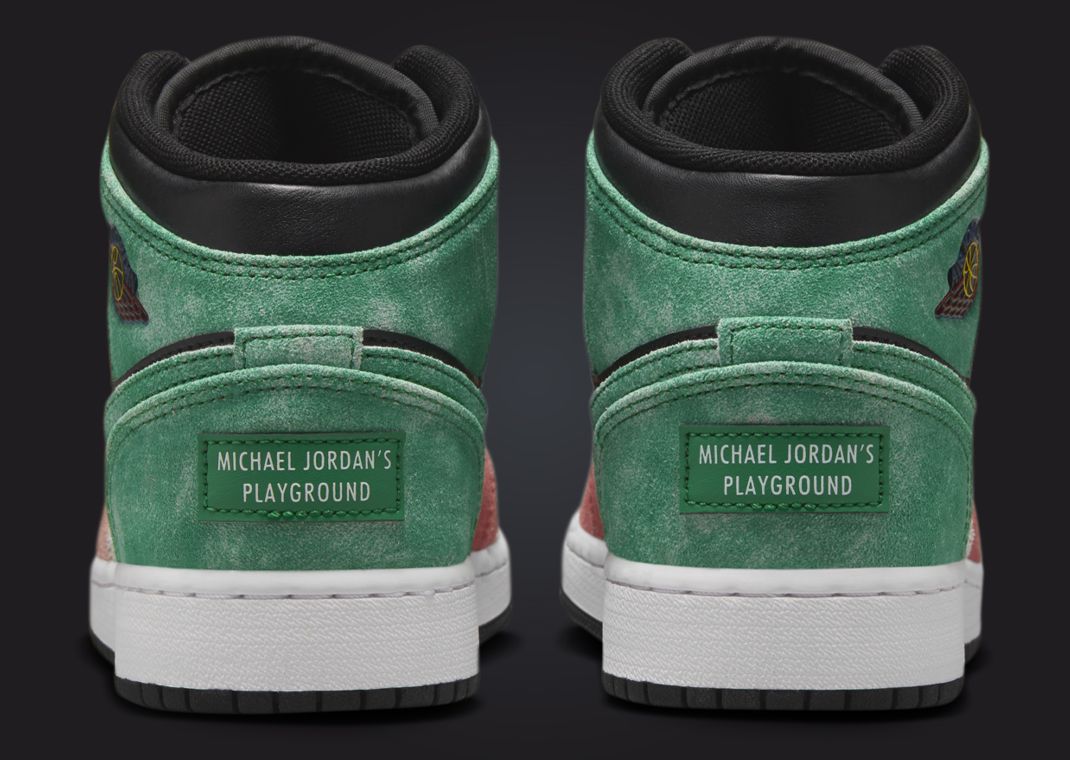 Air Jordan 1 Mid SE MJ's Playground (GS) Heel