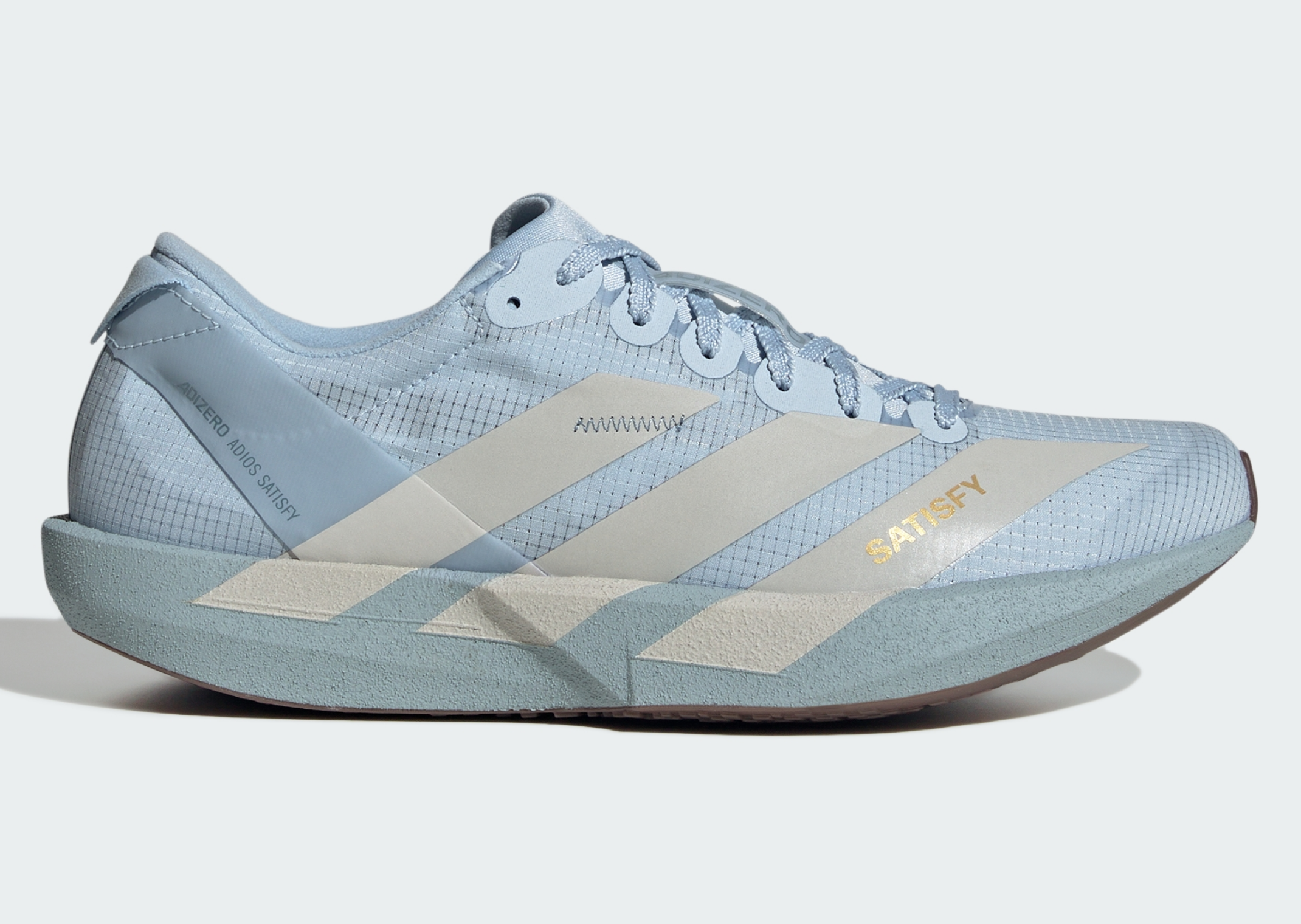 Satisfy x adidas Adizero Adios 9 Blue - Lateral