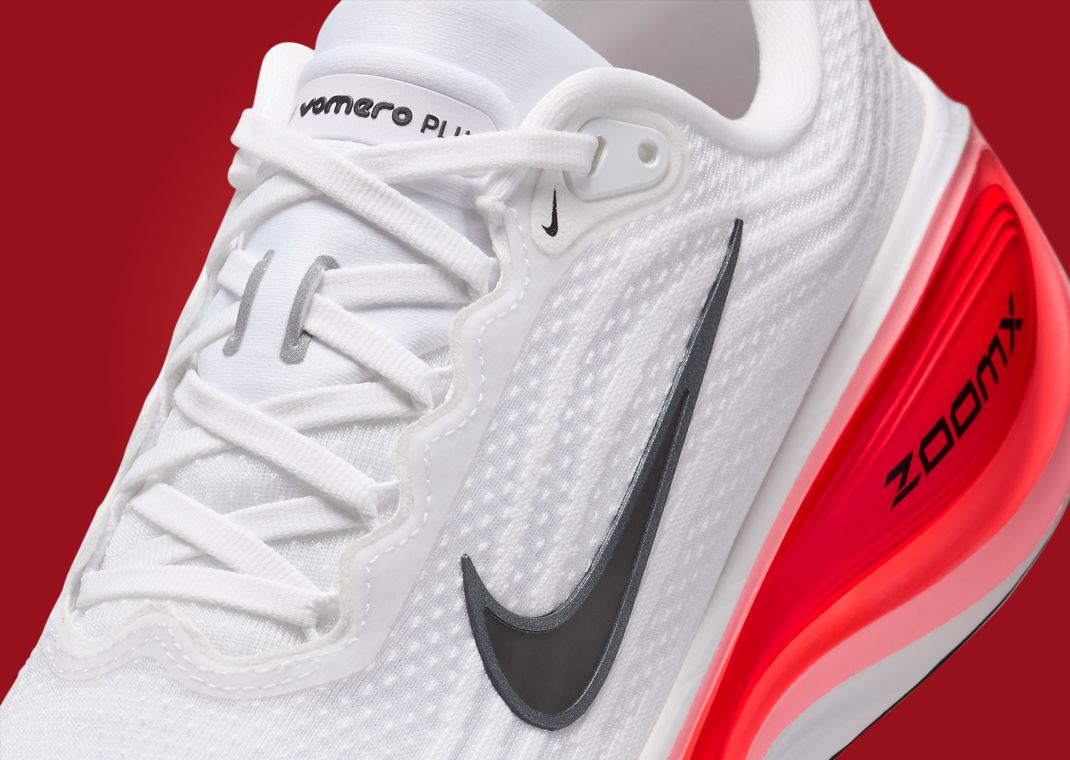 Nike Vomero Plus White Black Bright Crimson Detail