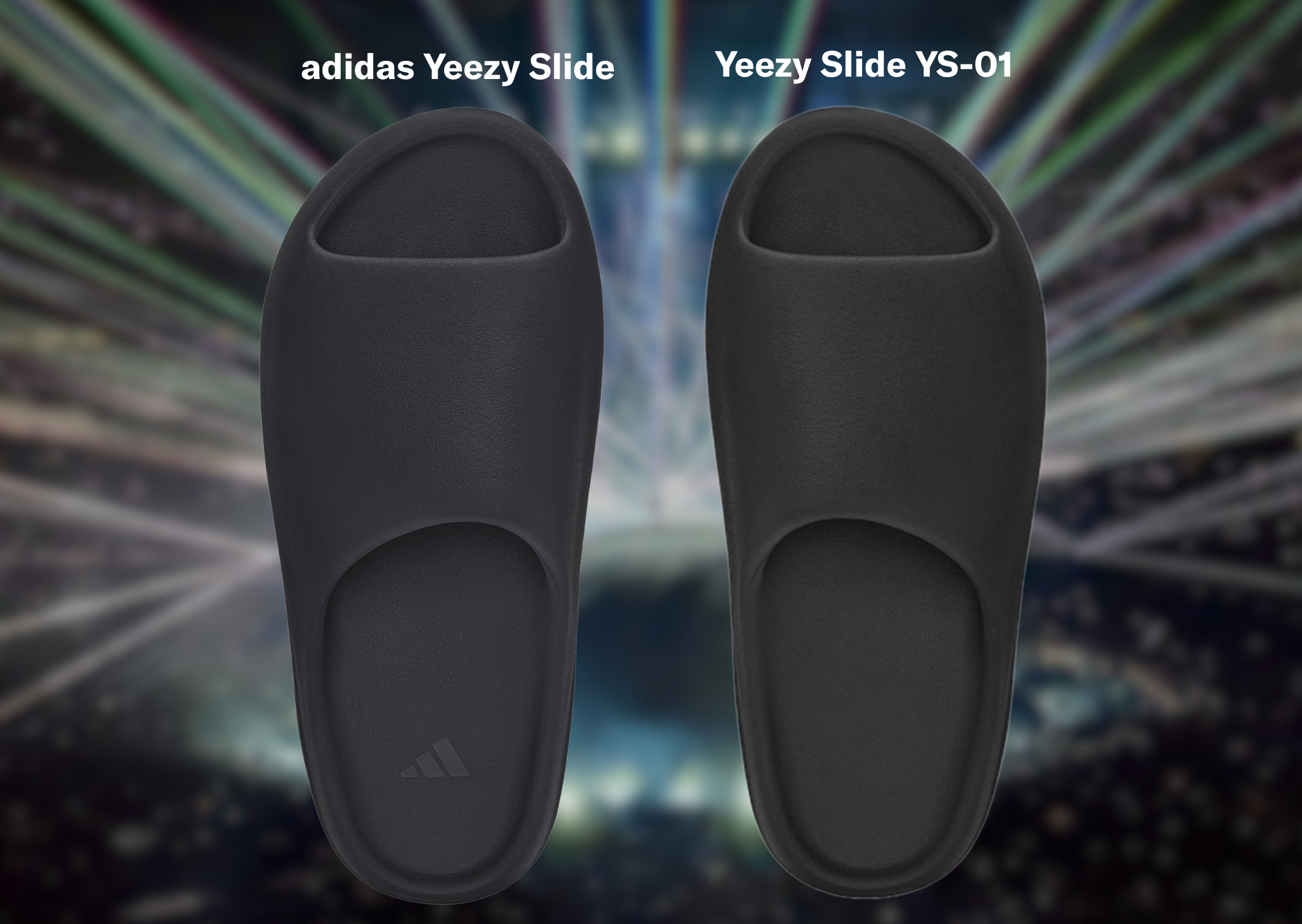 adidas Yeezy Slide (left) vs Yeezy Slide YS-01 (right)