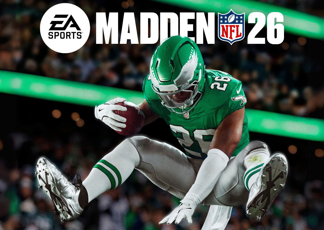 Saquon Barkley on the cover of Madden 26 wearing his player exclusive Nike LeBron 4 Cleats