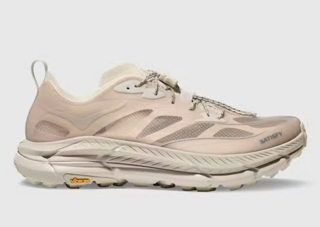 SATISFY x Hoka Mafate Speed 4 LITE "Bone" and "Coffee"