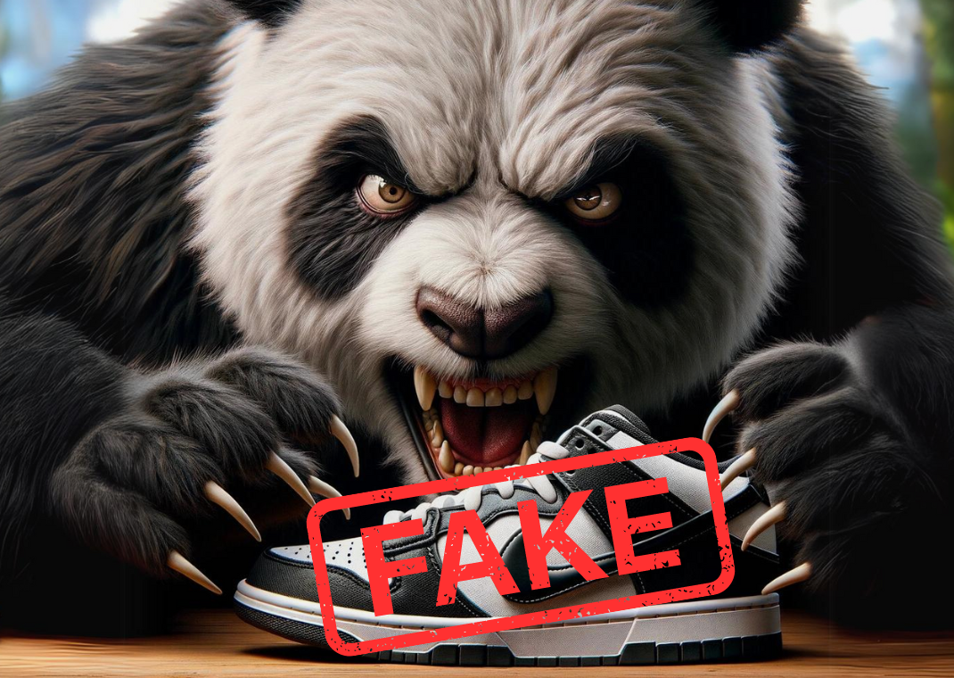 Graphic Showing a Panda With The Nike Dunk Low Panda