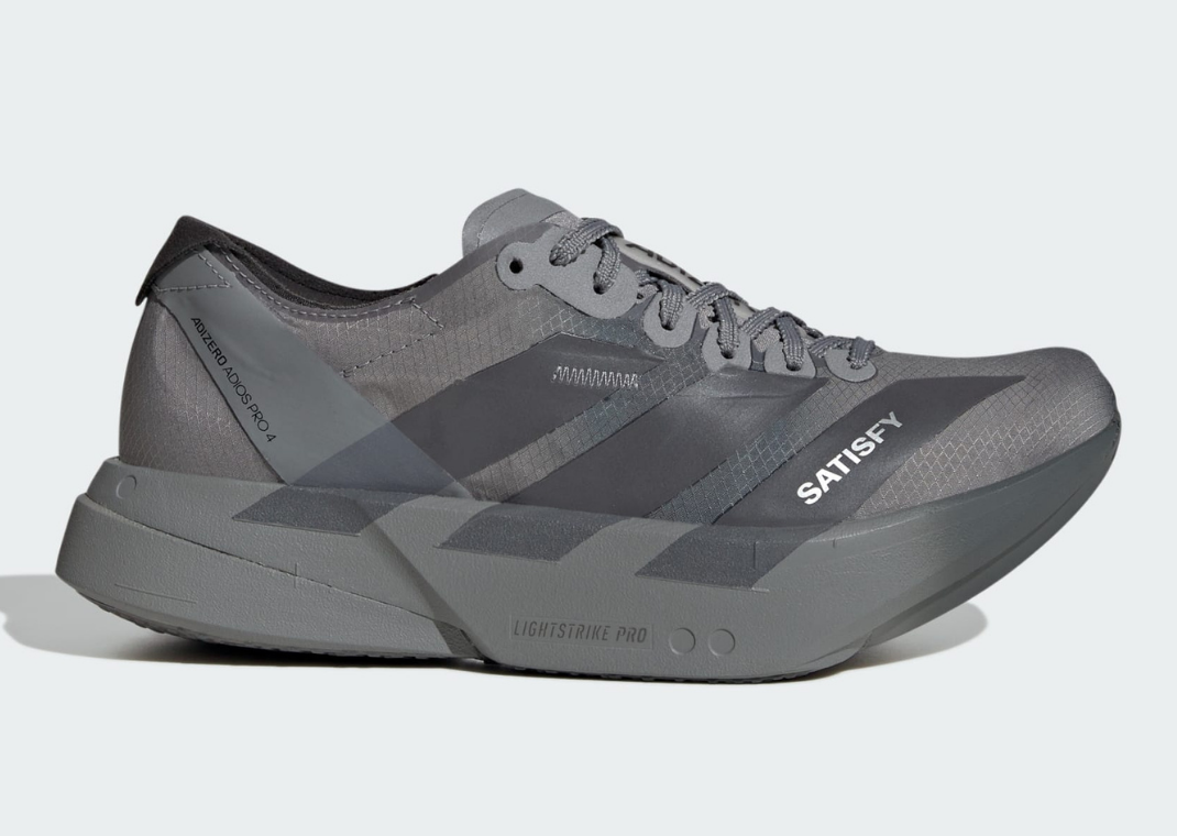 SATSIFY x adidas Adizero Adios Pro 4 Grey Lateral