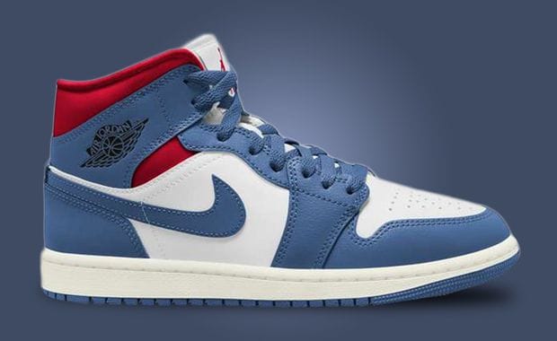 French Blue Leather Wraps Around This Air Jordan 1 Mid
