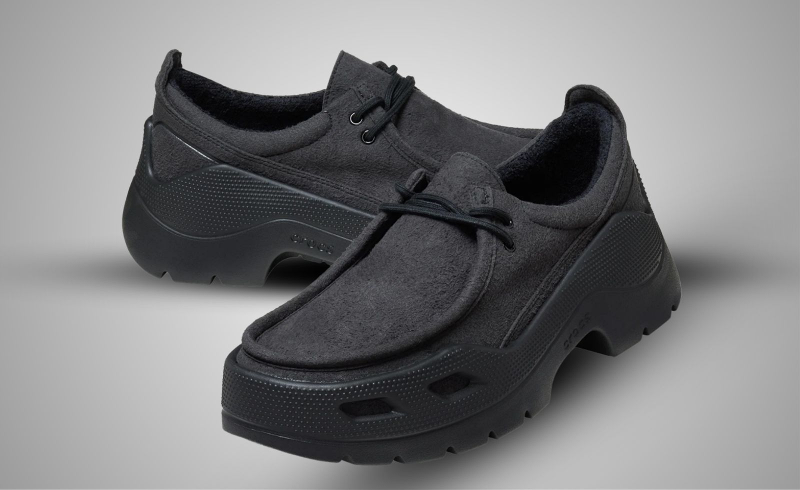 Crocs Continues Sophisticated Gallery Shoe Rollout with Black Suede Colorway