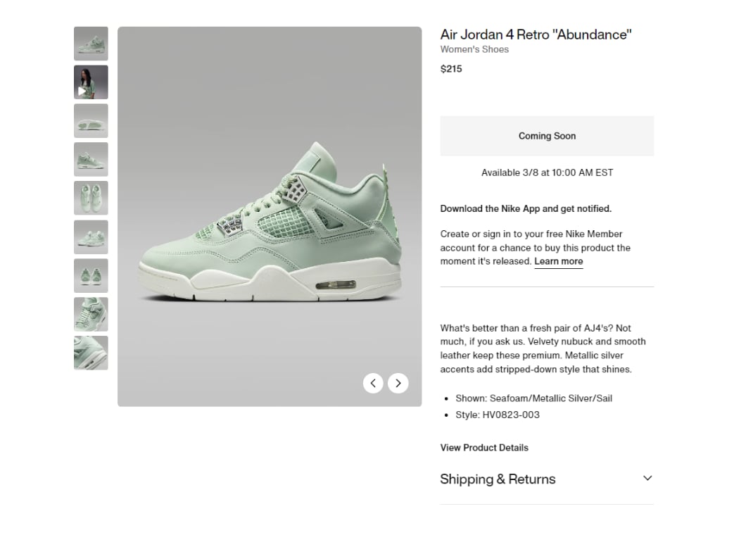 Air Jordan 4 Retro Seafoam Nike Page