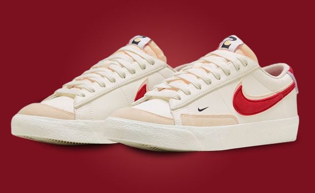 Gym Red Swooshes Shoot Through The Nike Blazer Low 77 Retro Logo