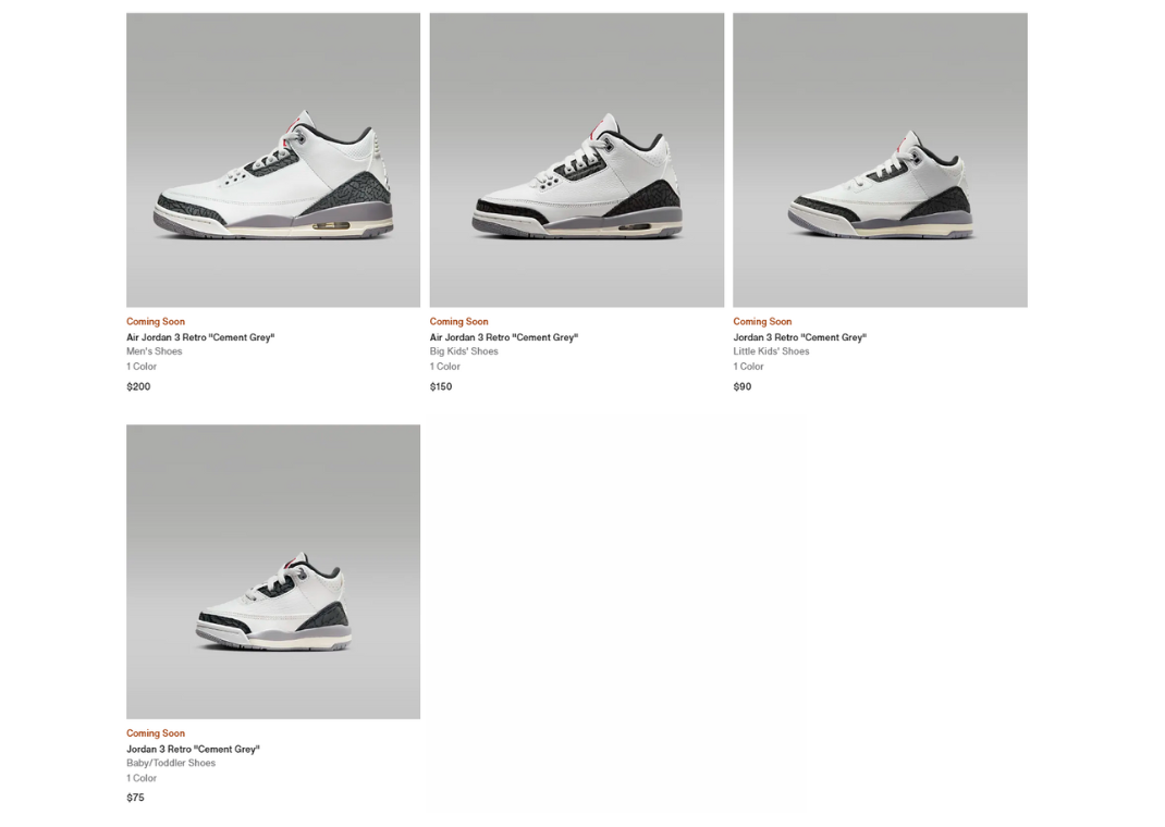 Air Jordan 3 Cement Grey Nike Page