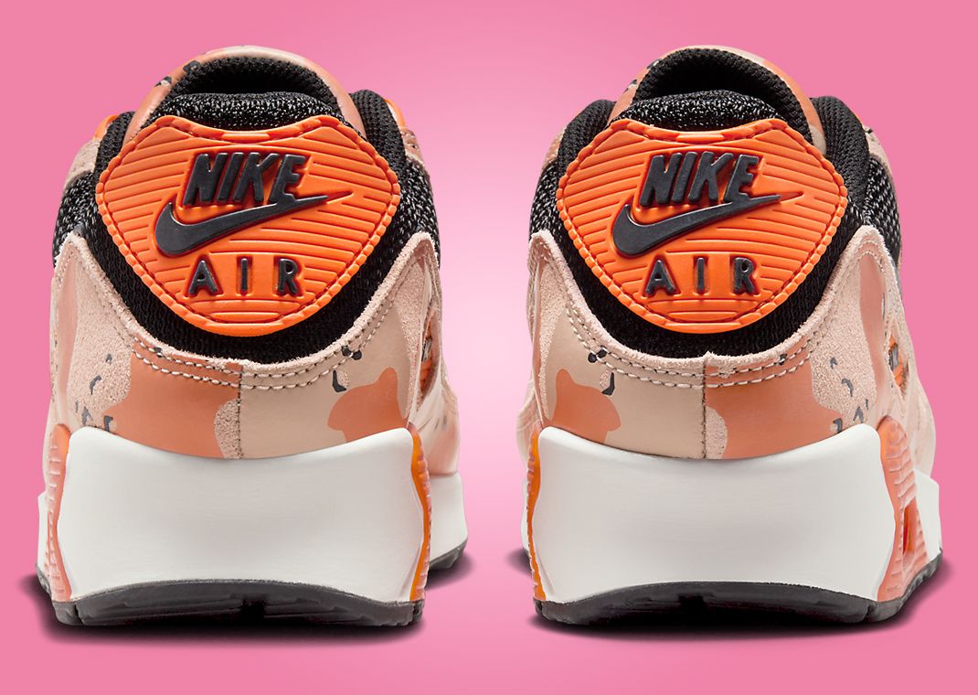 Nike Air Max 90 Camo Bio Beige Safety Orange Heel
