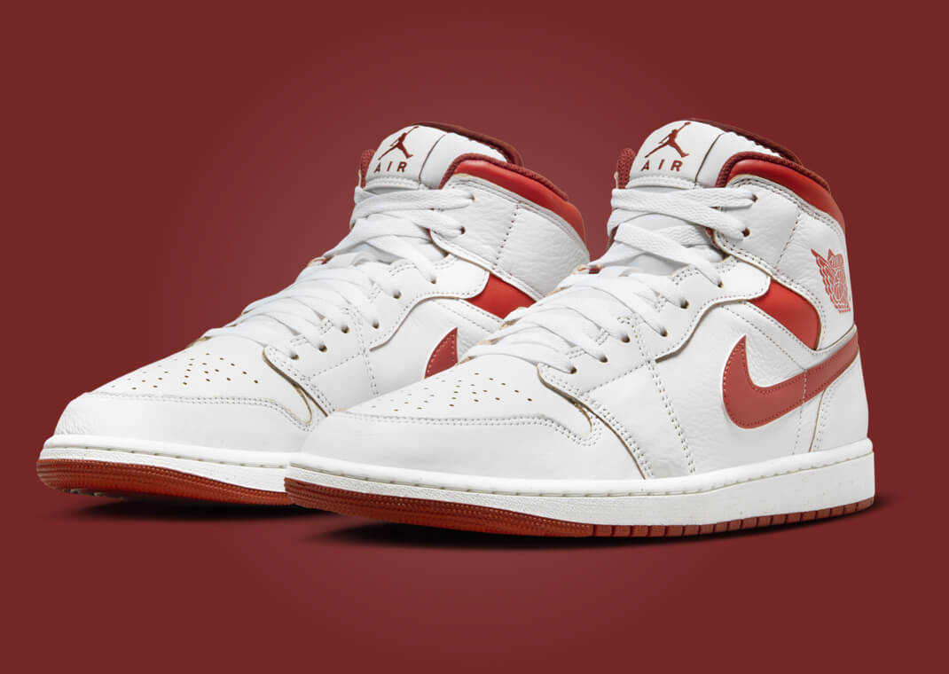 Air Jordan 1 Mid White Dune Red