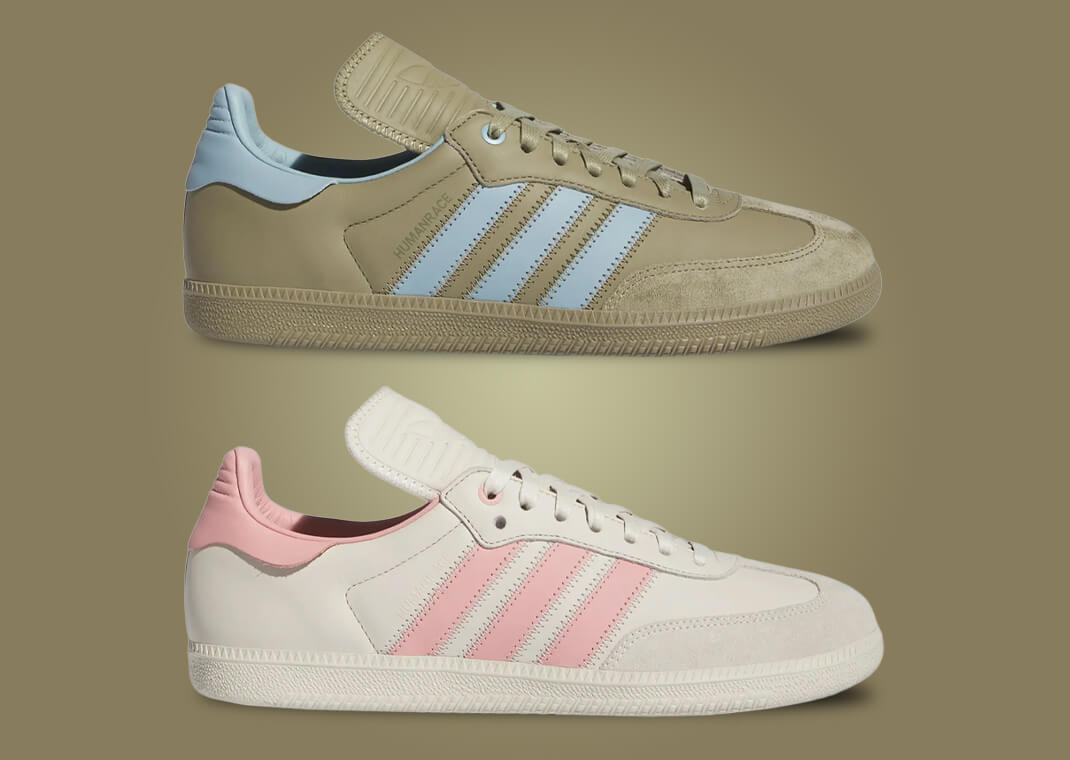 adidas Humanrace Samba Aluminium Wonder Mauve and Orbit Green Ash Grey