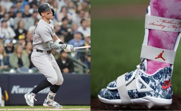 Aaron Judge Saluted his Mom with a Floral Air Jordan 4 Mother’s Day Cleat 