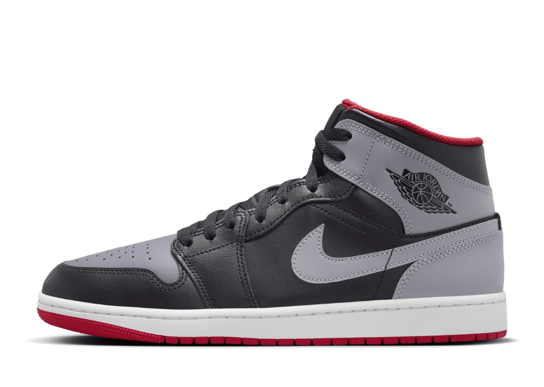 Air Jordan 1 Mid Black Cement Grey Fire Red