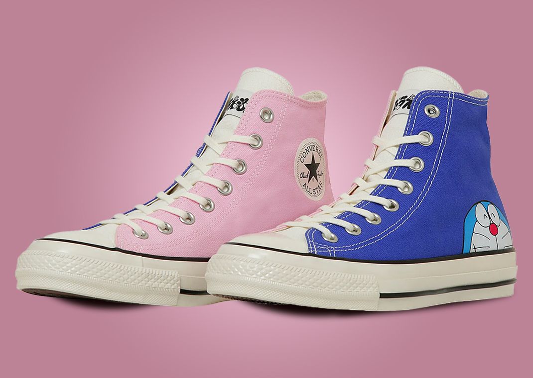 Doraemon x Converse All-Star Aged FP Hi Blue Pink Angle
