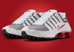 Nike Shox NZ White Sport Red Metallic Silver - Angle