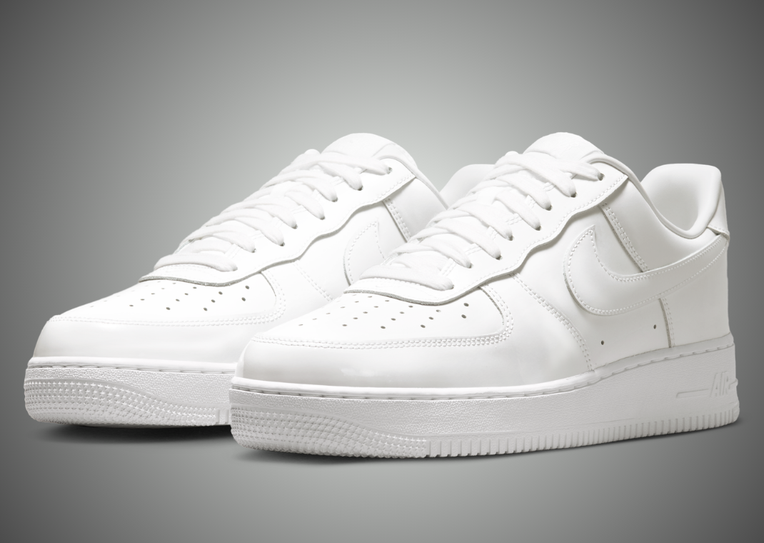 Nike Air Force 1 Low Patent Leather Premium White pair