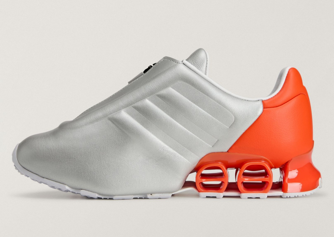 Miaou x adidas Megaride S2 Silver Metallic Semi Impact Orange - Medial