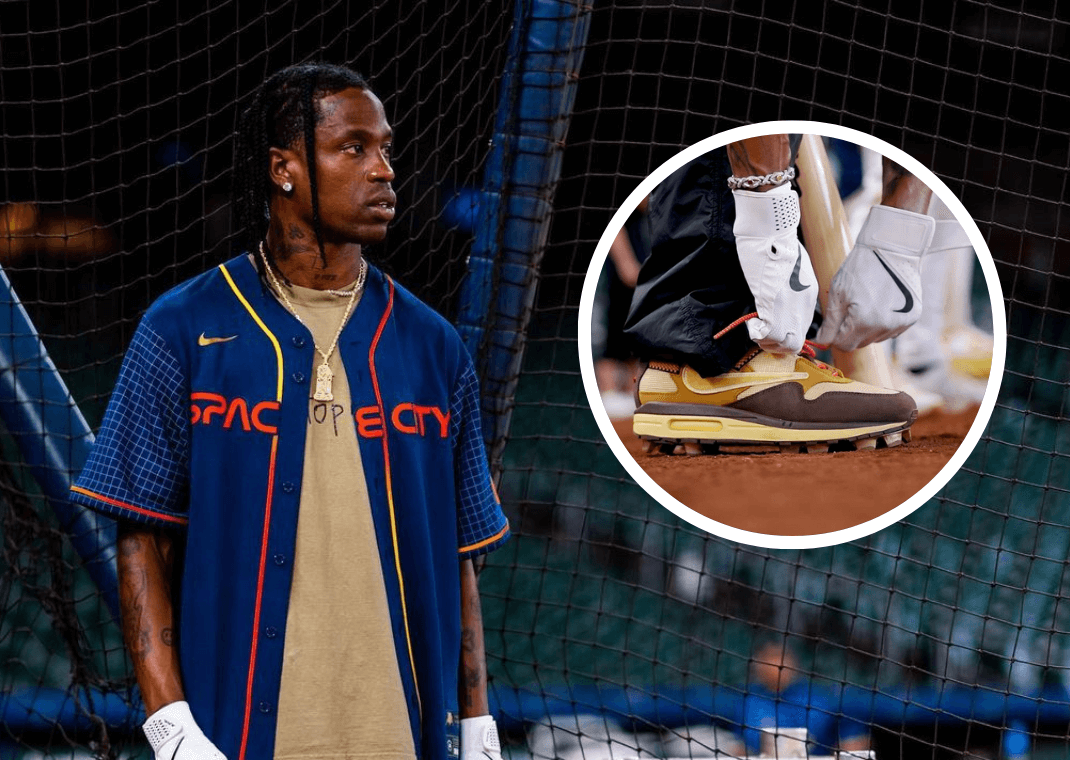 Travis Scott During Batting Practice At The Houston Astro's Stadium