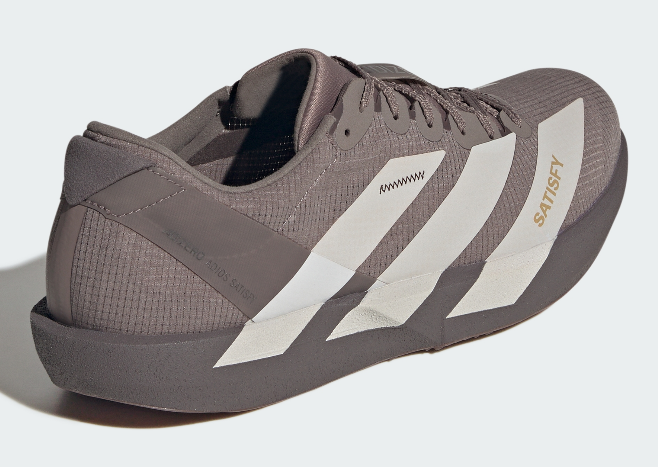 Satisfy x adidas Adizero Adios 9 Brown - Heel Angle