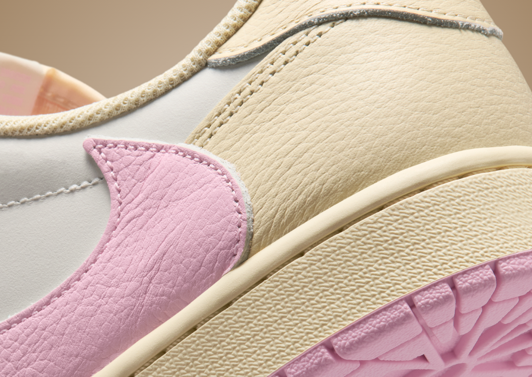 Travis Scott x Air Jordan 1 Muslin Shy Pink Detail