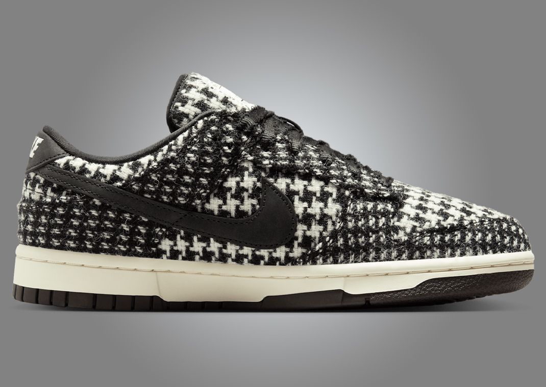 Harris Tweed x Nike Dunk Low Black White (W) Medial