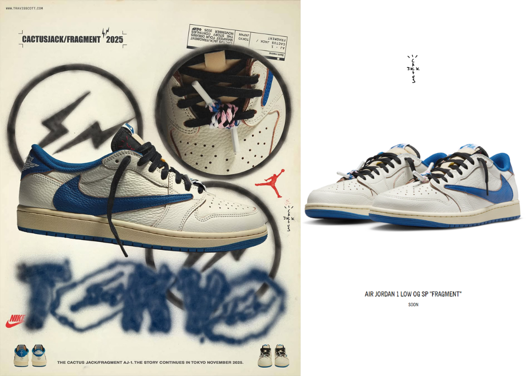 Travis Scott x fragment design x Air Jordan 1 Retro Low OG Sail Military Blue