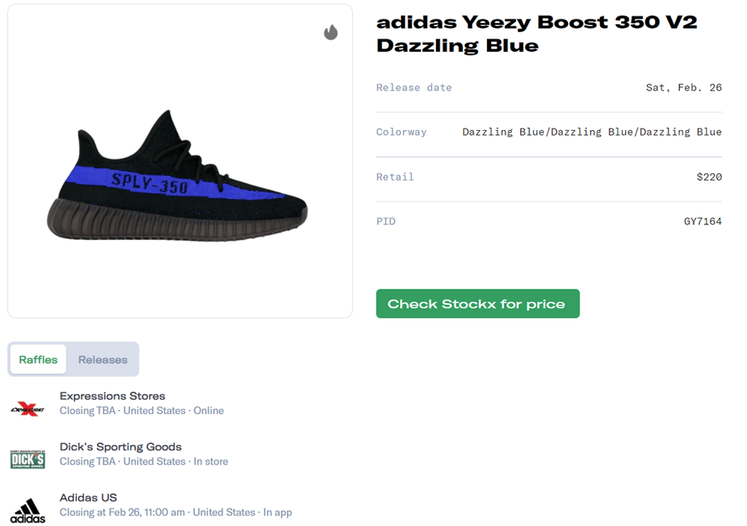 adidas Yeezy Boost 350 V2 Dazzling Blue raffle Guide