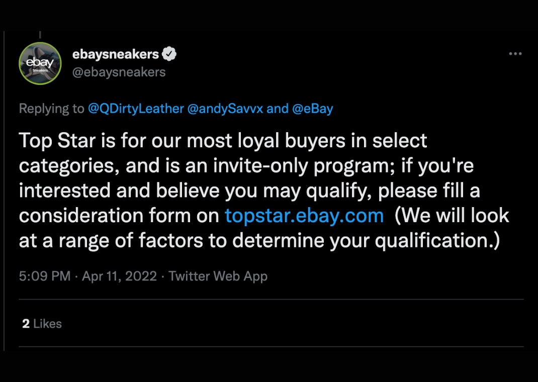 eBay Sneakers' Top Star program explained