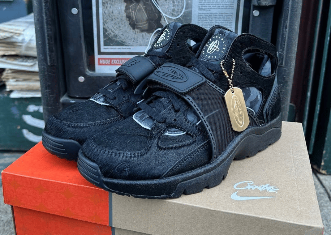 The Corteiz x Nike Air Trainer Huarache Black Releases in NYC Tomorrow