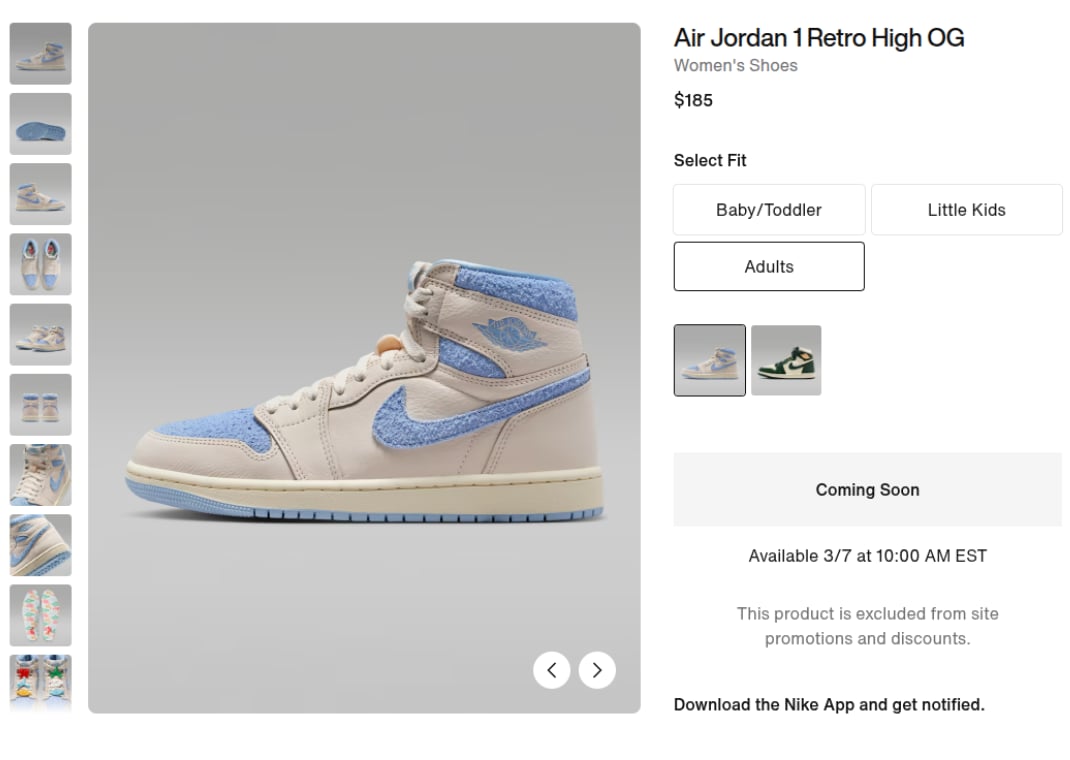 Air Jordan 1 Retro High Pale Ivory Psychic Blue
