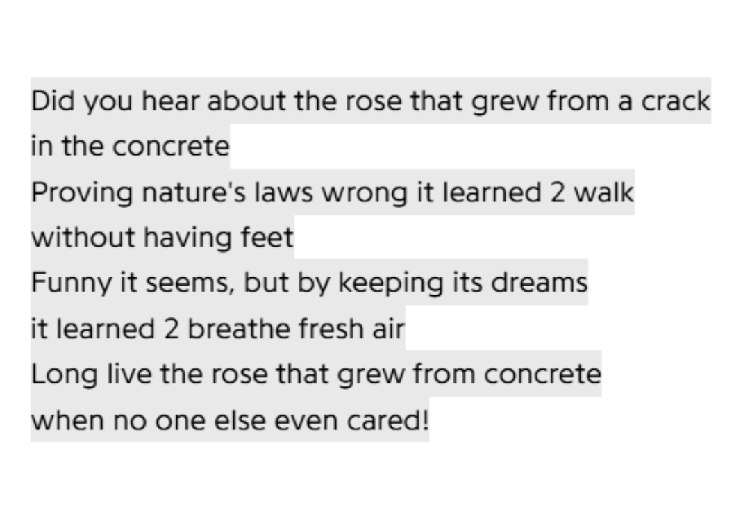 Tupac's The Rose That Grew From Concrete