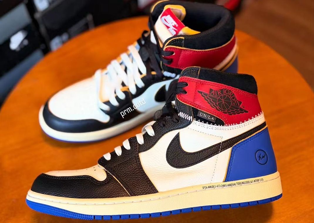 fragment design x Union LA x Air Jordan 1 Retro High OG Chicago Royal Lateral